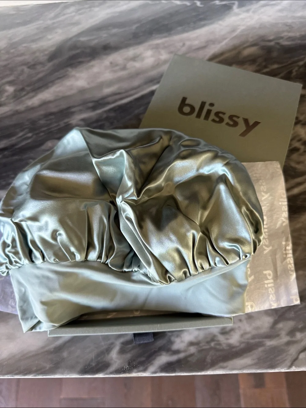 Blissy Satin Sleep Bonnet in Sage Green
